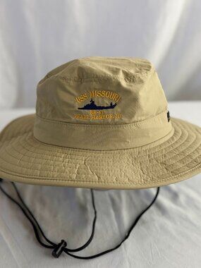 Battleship USS Missouri BB-63 Pearl Harbor Khaki Bucket Hat WWII Navy